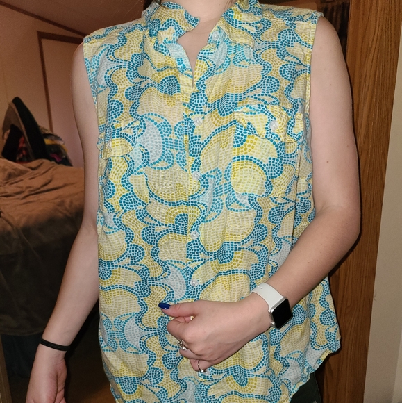 Blue buttonup tank - Picture 1 of 2